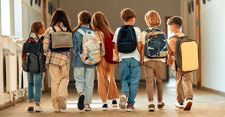 A kids walking together for school trip